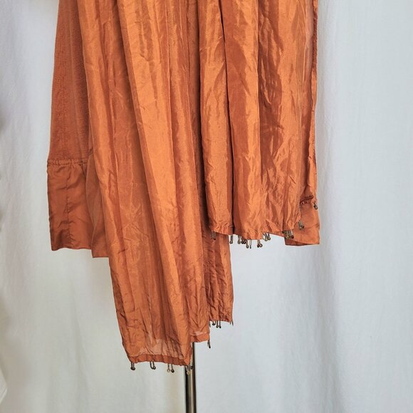 Soft Surroundings Rust Burnt Orange Knit Top W Silk Trim & Silk Scarf Womens PL - Picture 7 of 8